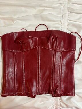 Edikted Corset Faux Red Leather